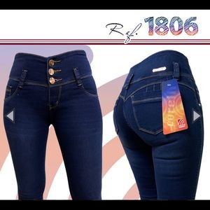 Colombian Skinny Jean blue butt lift with pockets